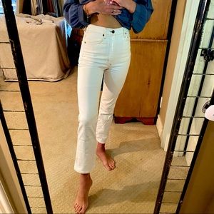 AGOLDE high rise kick flare jeans in milk